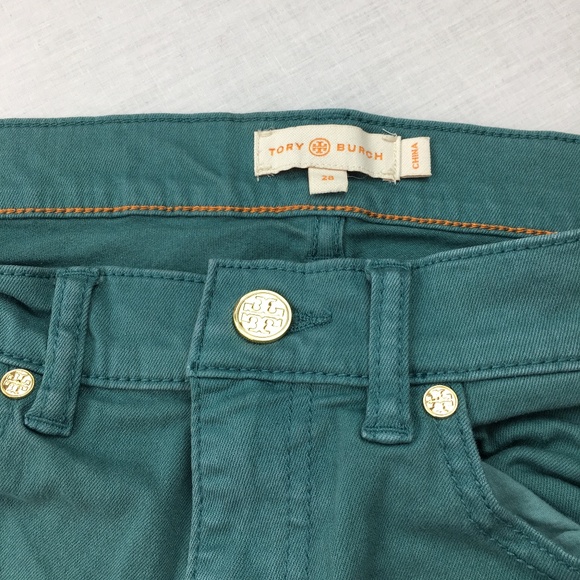 Tory Burch Sz 28 Ivy Super Skinny jeans teal pants - Picture 8 of 8